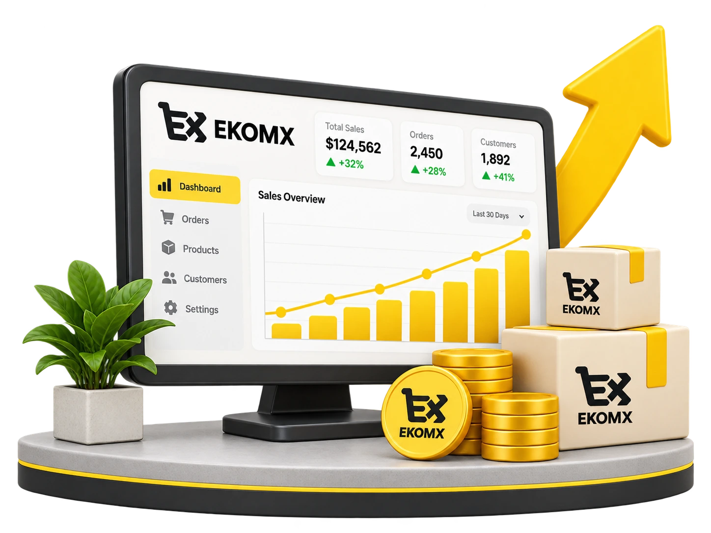 EkomX Live Merchant Sales Overview & Growth Dashboard